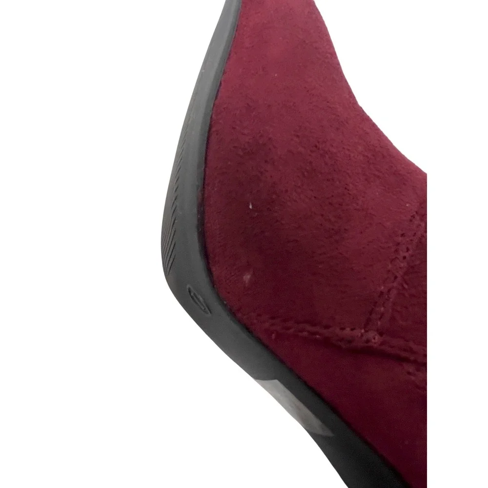 Burgundy Faux Suede Over‎ The Knee Block Heel Boots Pointed Toe Wine Red Size 7